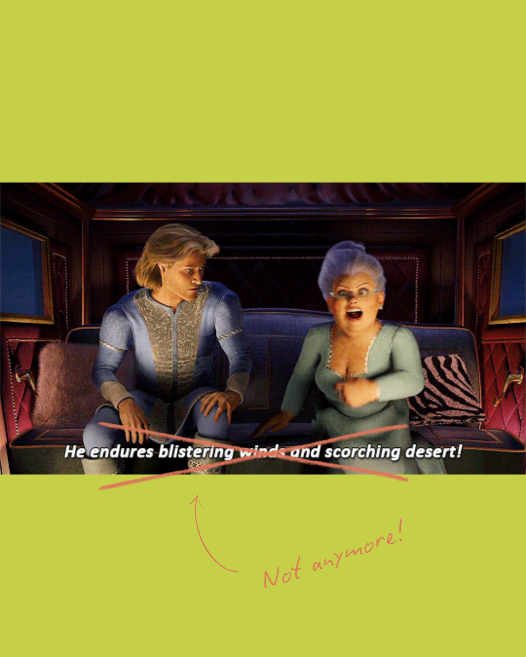 Fairy Godmother and Prince Charming describing his journey to rescue Fiona.